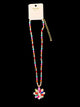 Multicolor Bead Necklace with Crystal Flower