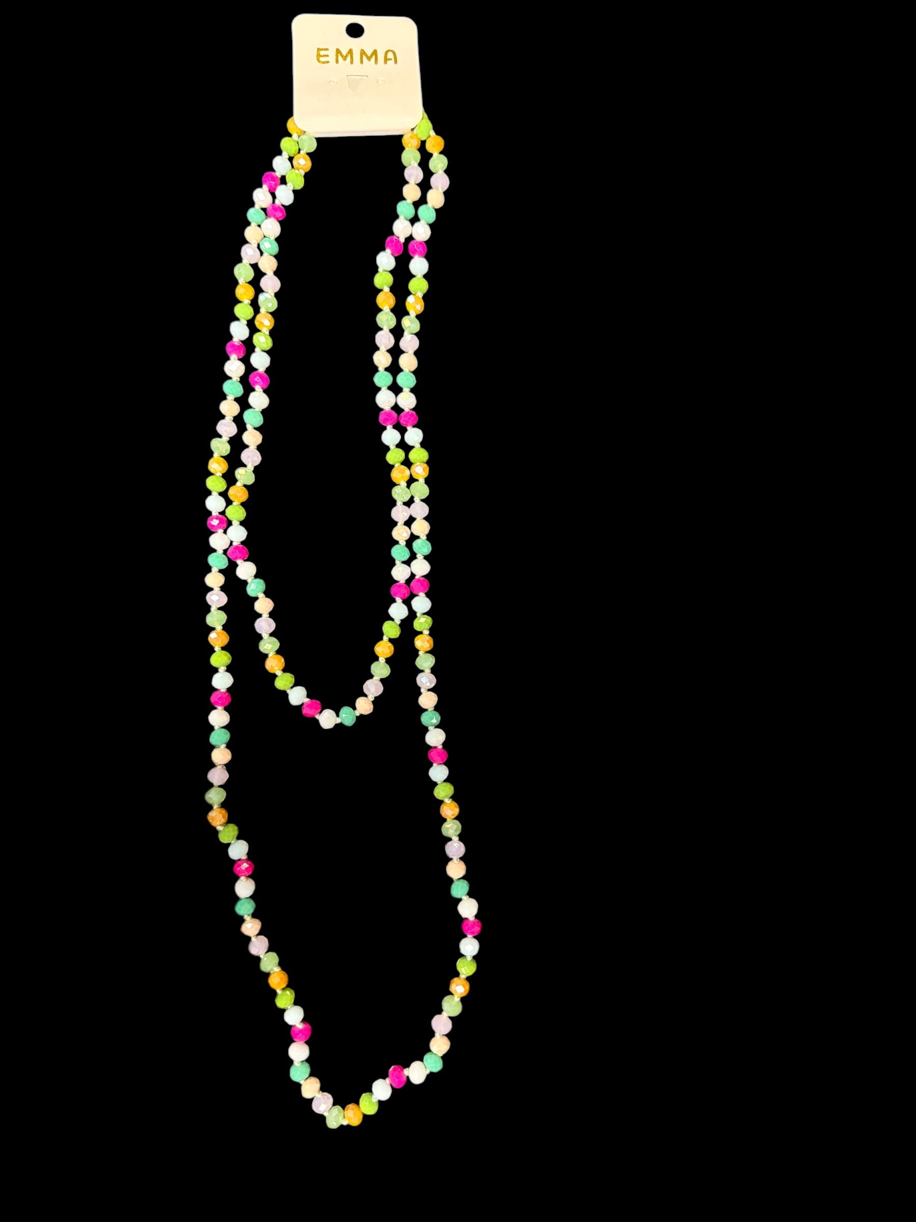 Pastel Long Wrap Bead Necklace