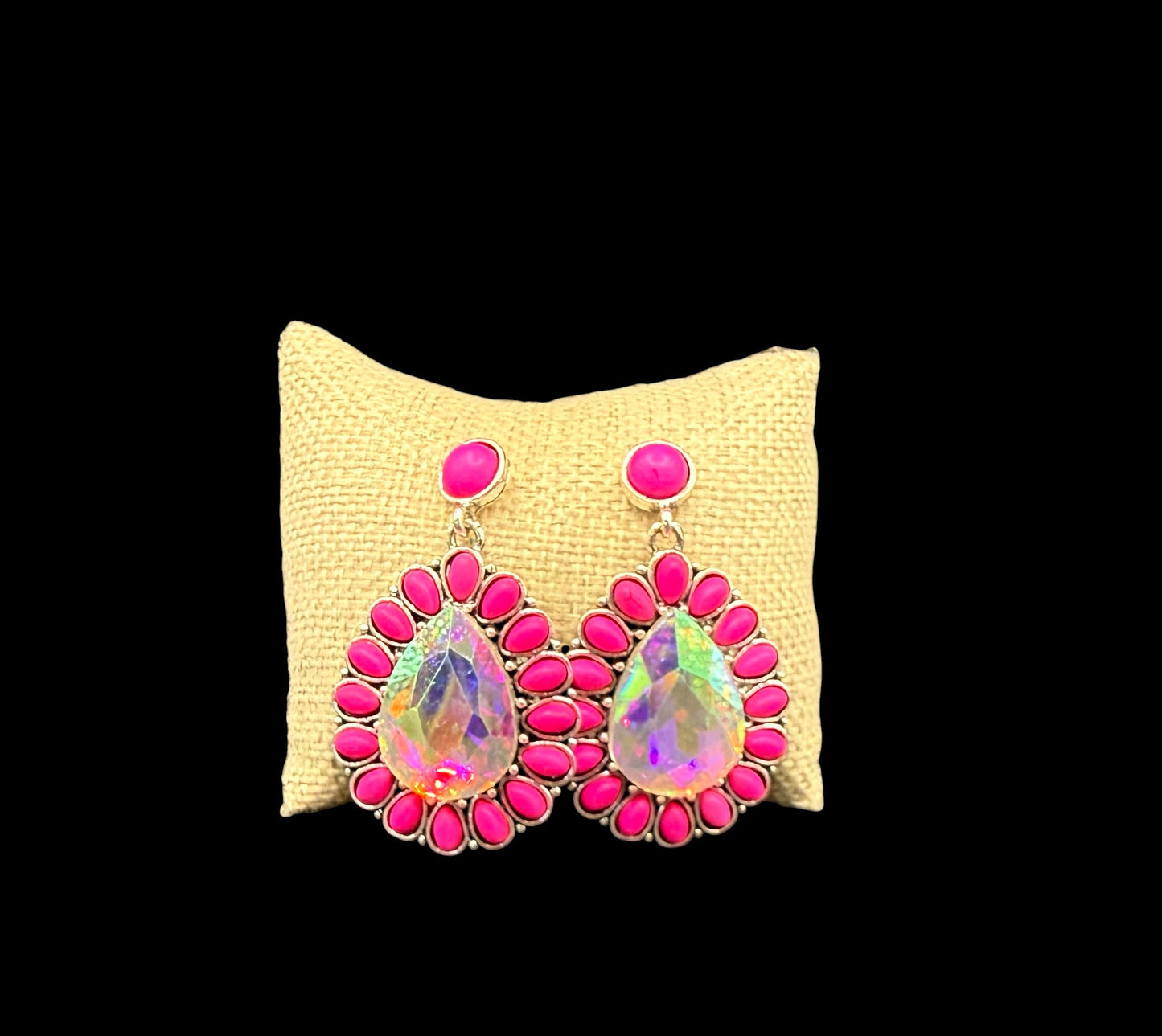 Pink Teardrop Crystal Earrings
