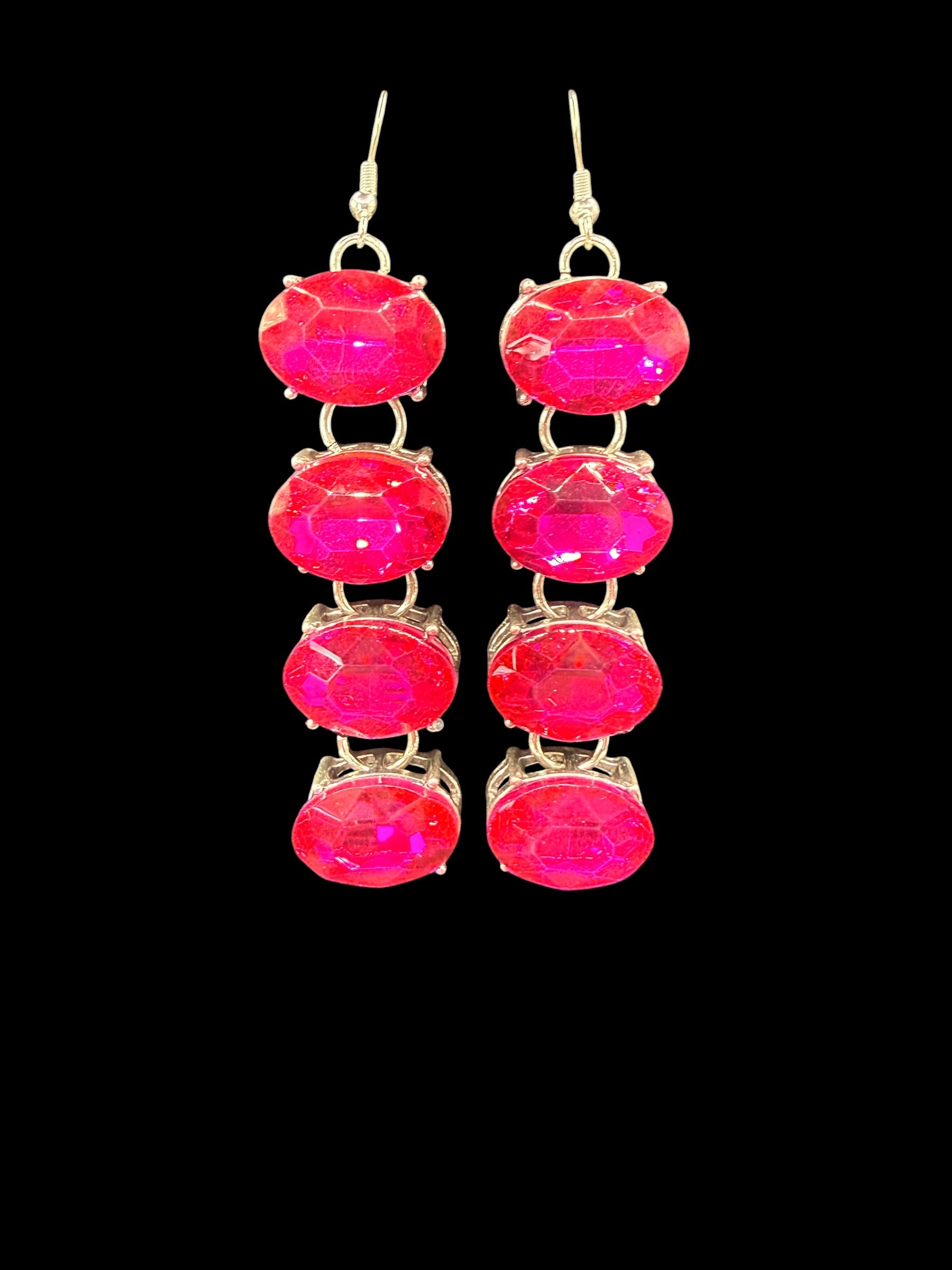 Fuchsia Four-Stone French Wire Earrings