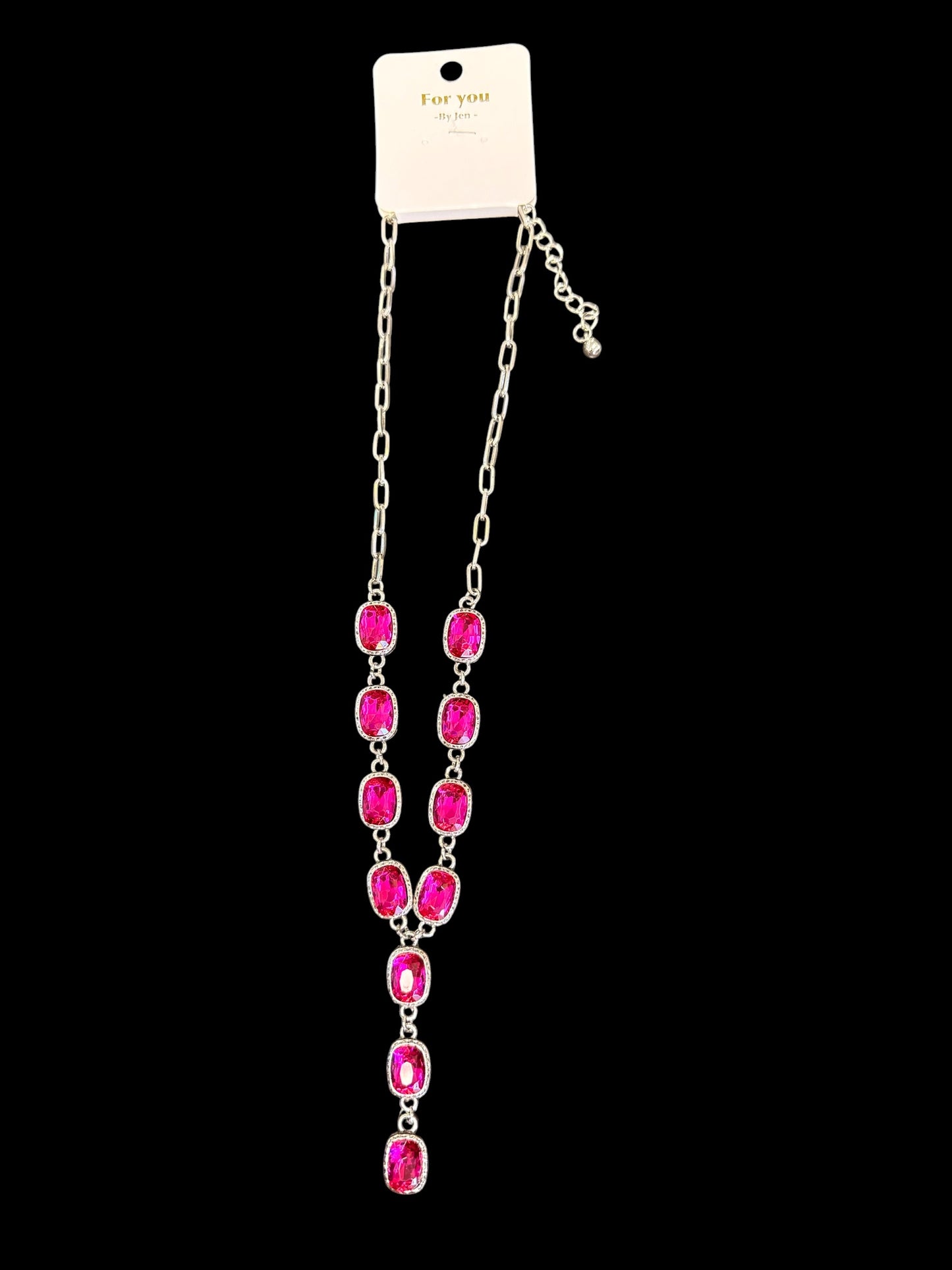 Lariat Necklace with Pink Stones