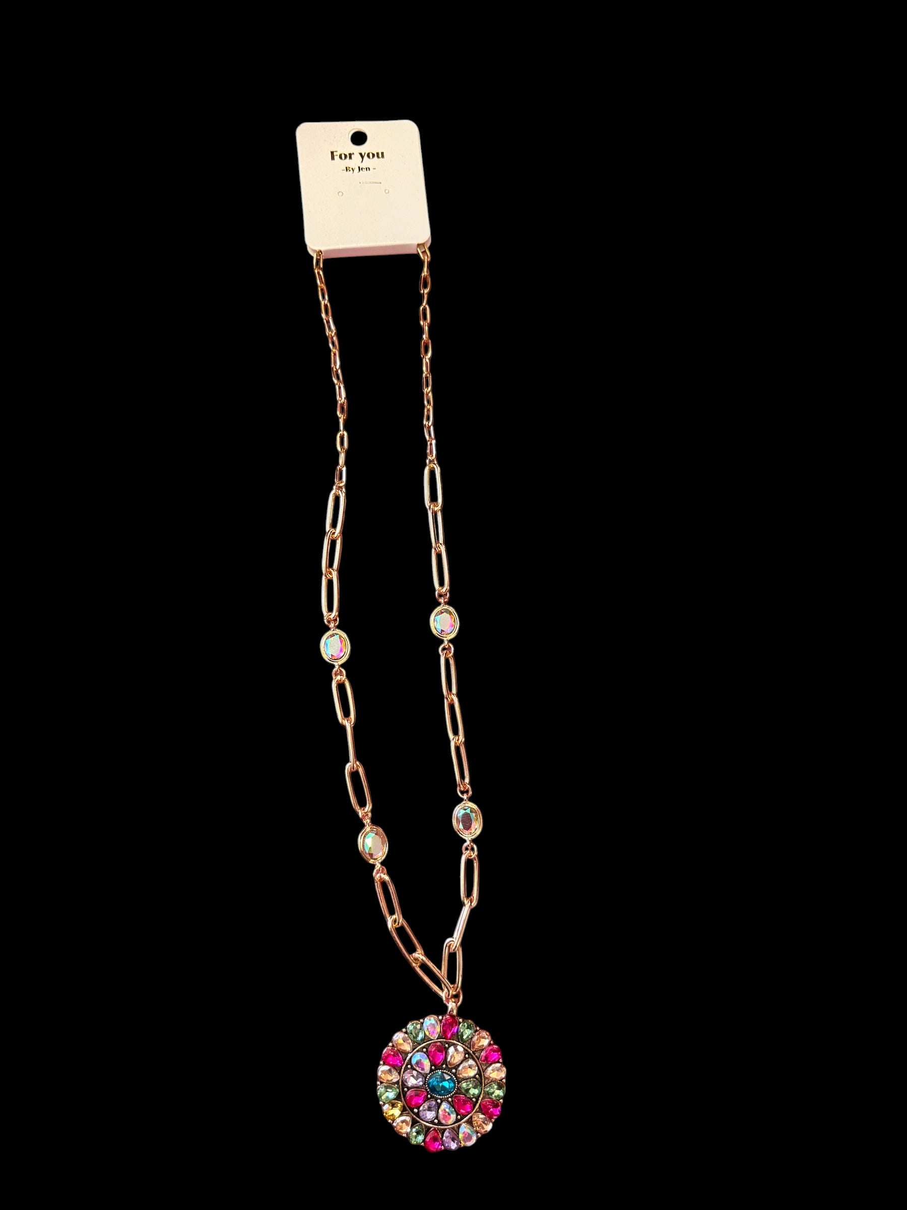 Multicolor Round Pendant Necklace