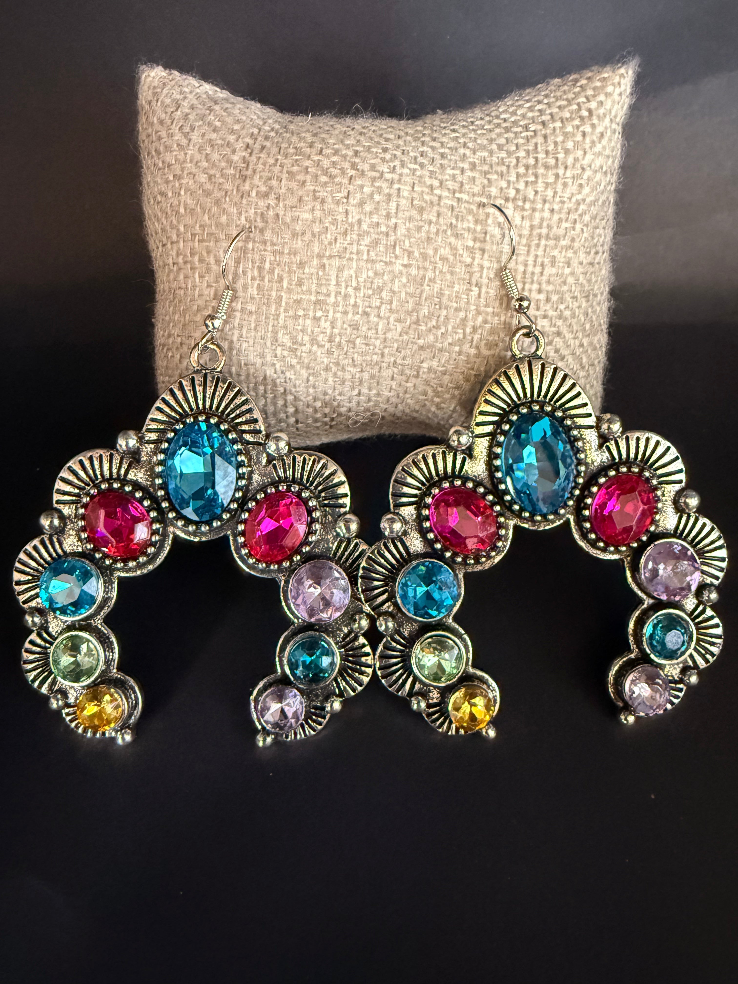 Boho Multicolor Crescent Earrings