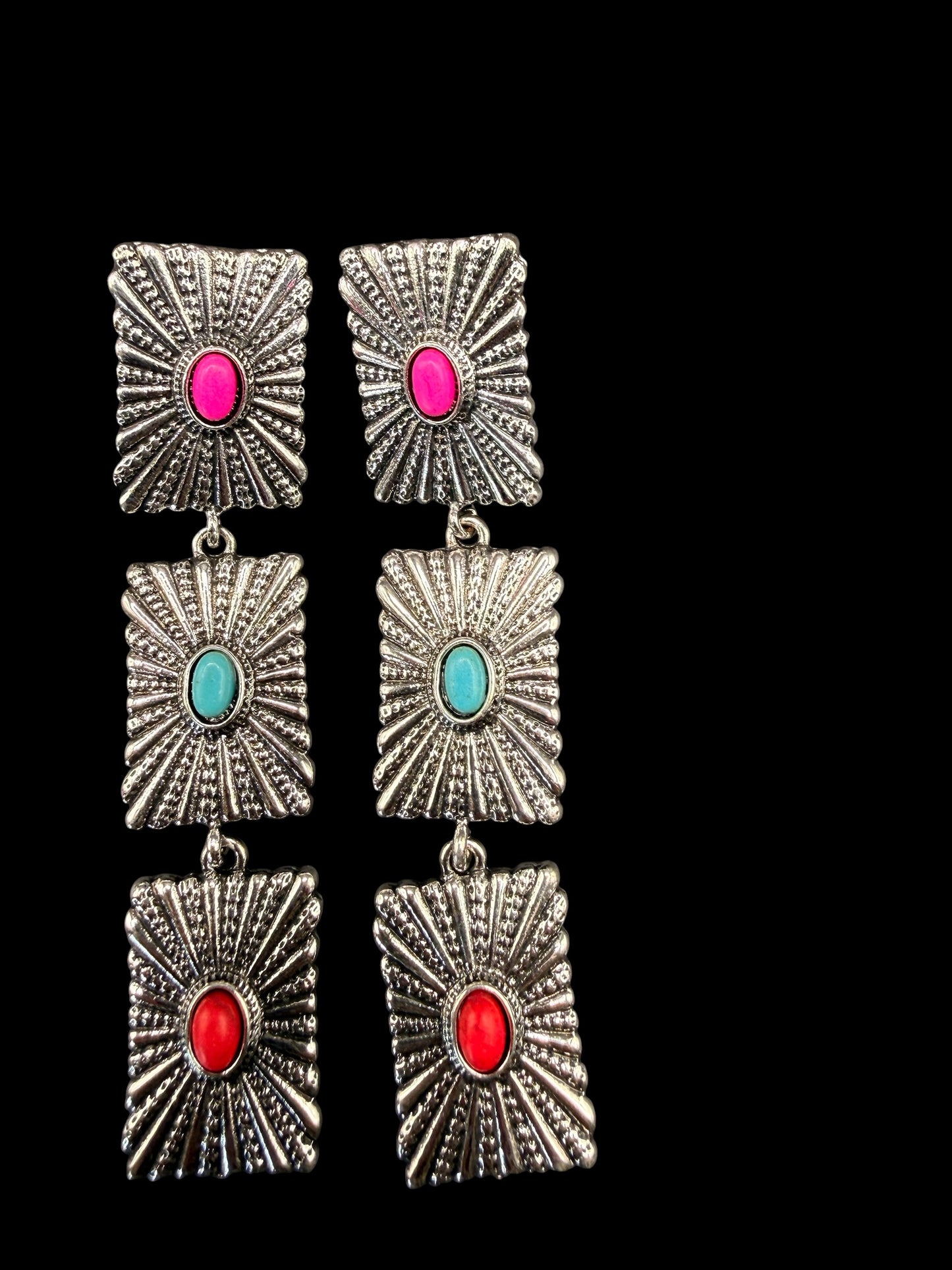 Silver Etched Drop Earrings