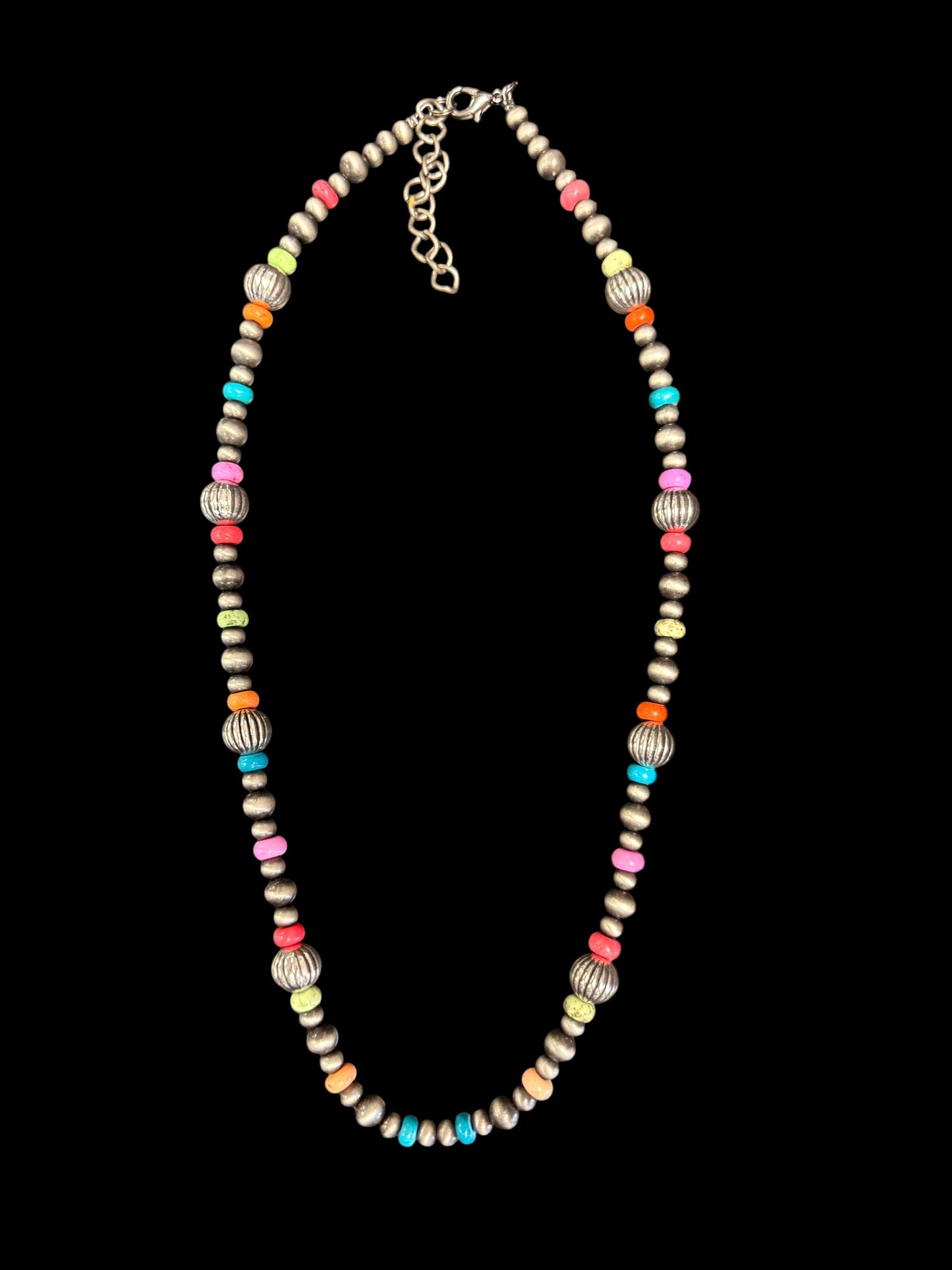 Silver & Multicolor Bead Necklace