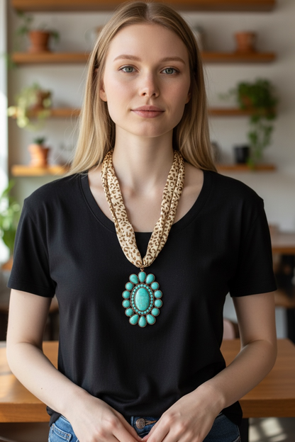 Animal Print Silk Fabric Necklace