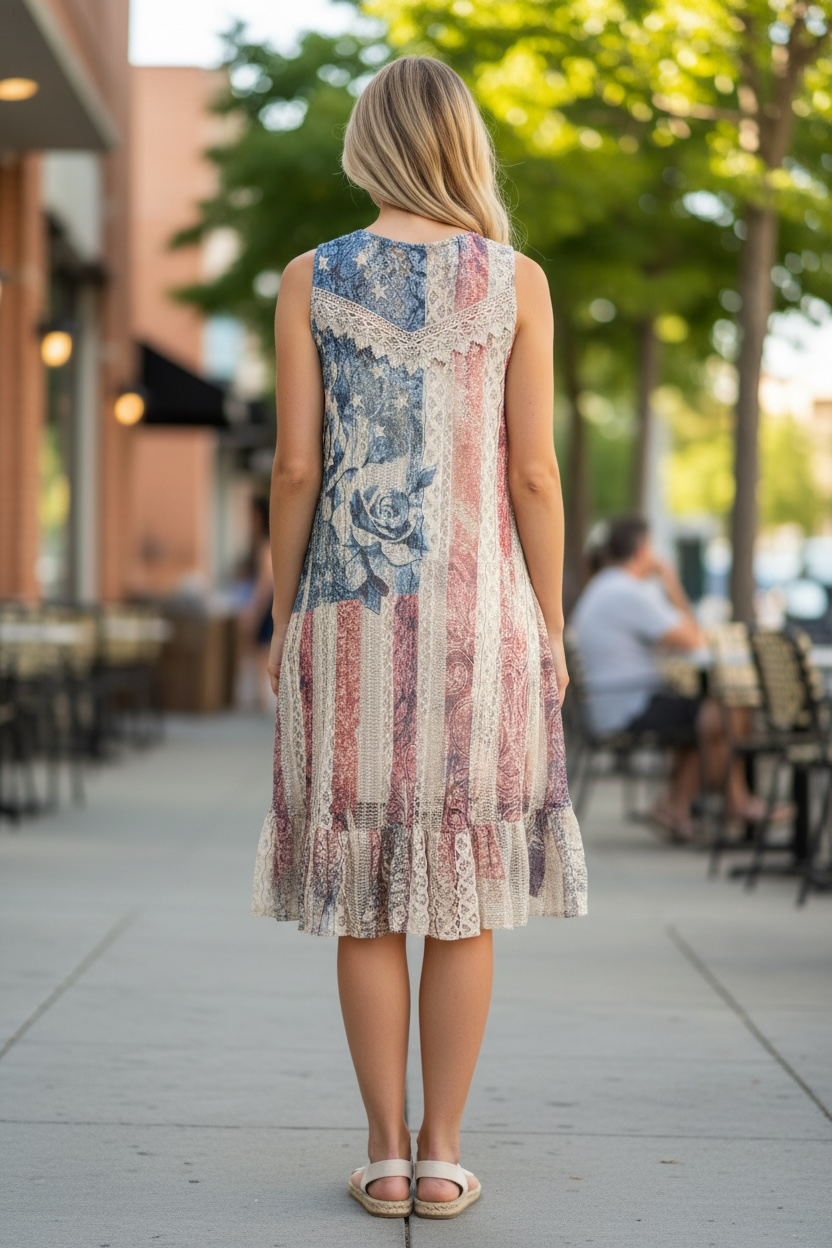 Origami Patrotic Rose all lace High Low Vest