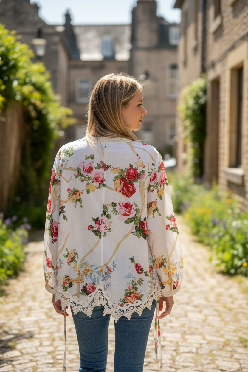 Paper Lace Flower Crochet Short Jacket