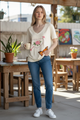 Paper Lace Embroidered Heart rose Top