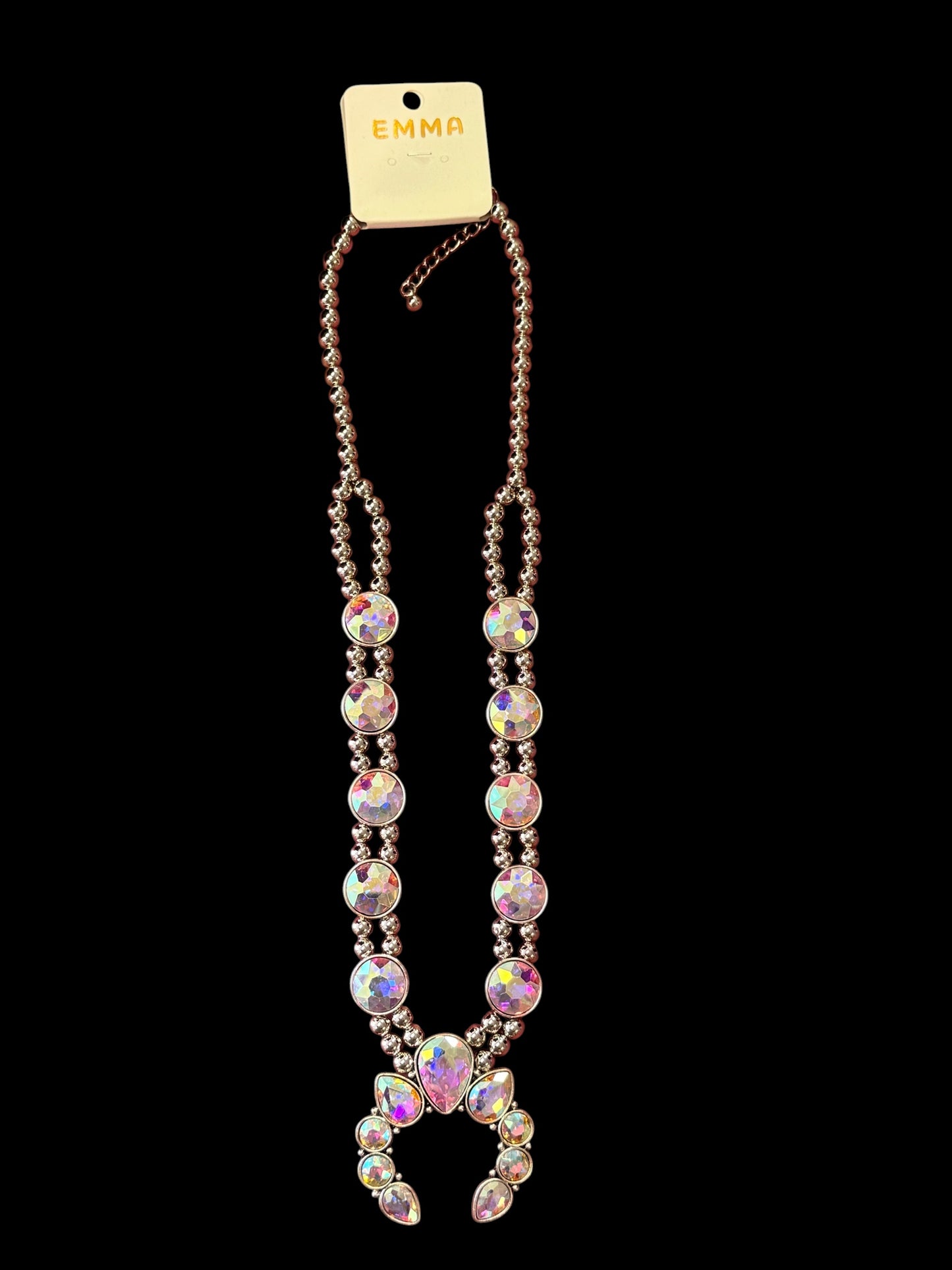 Silver & Crystal Squash Blossom Necklace