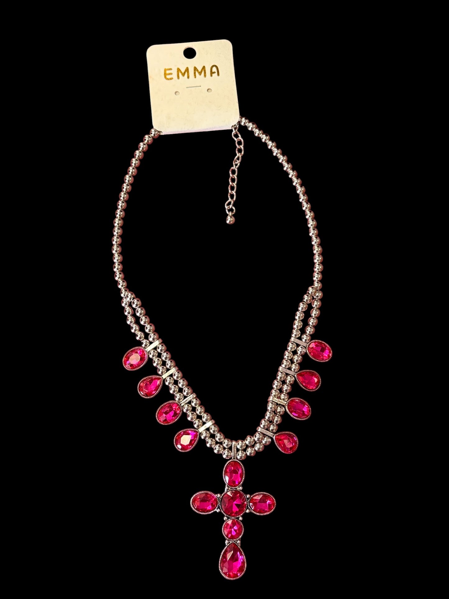 Silver & Crystal Cross Necklace