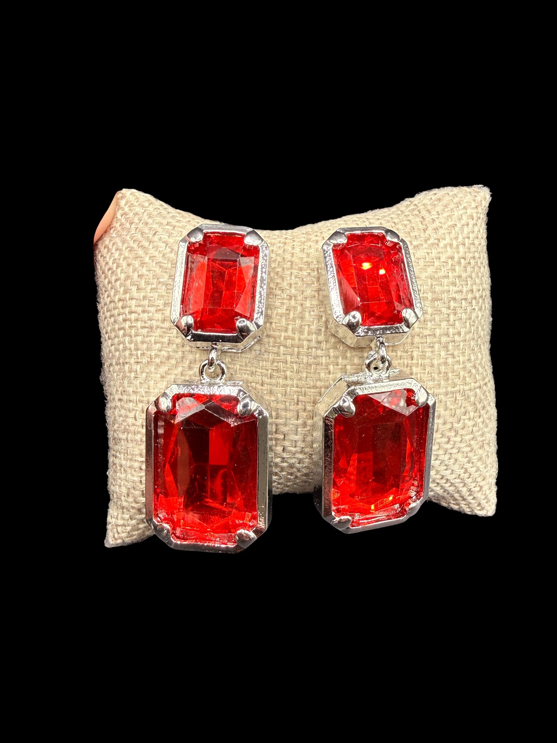 Double Stone Dangle Earrings