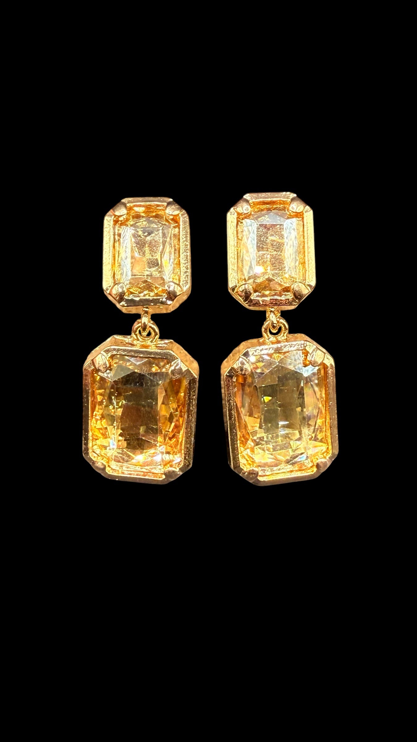 Double Stone Dangle Earrings