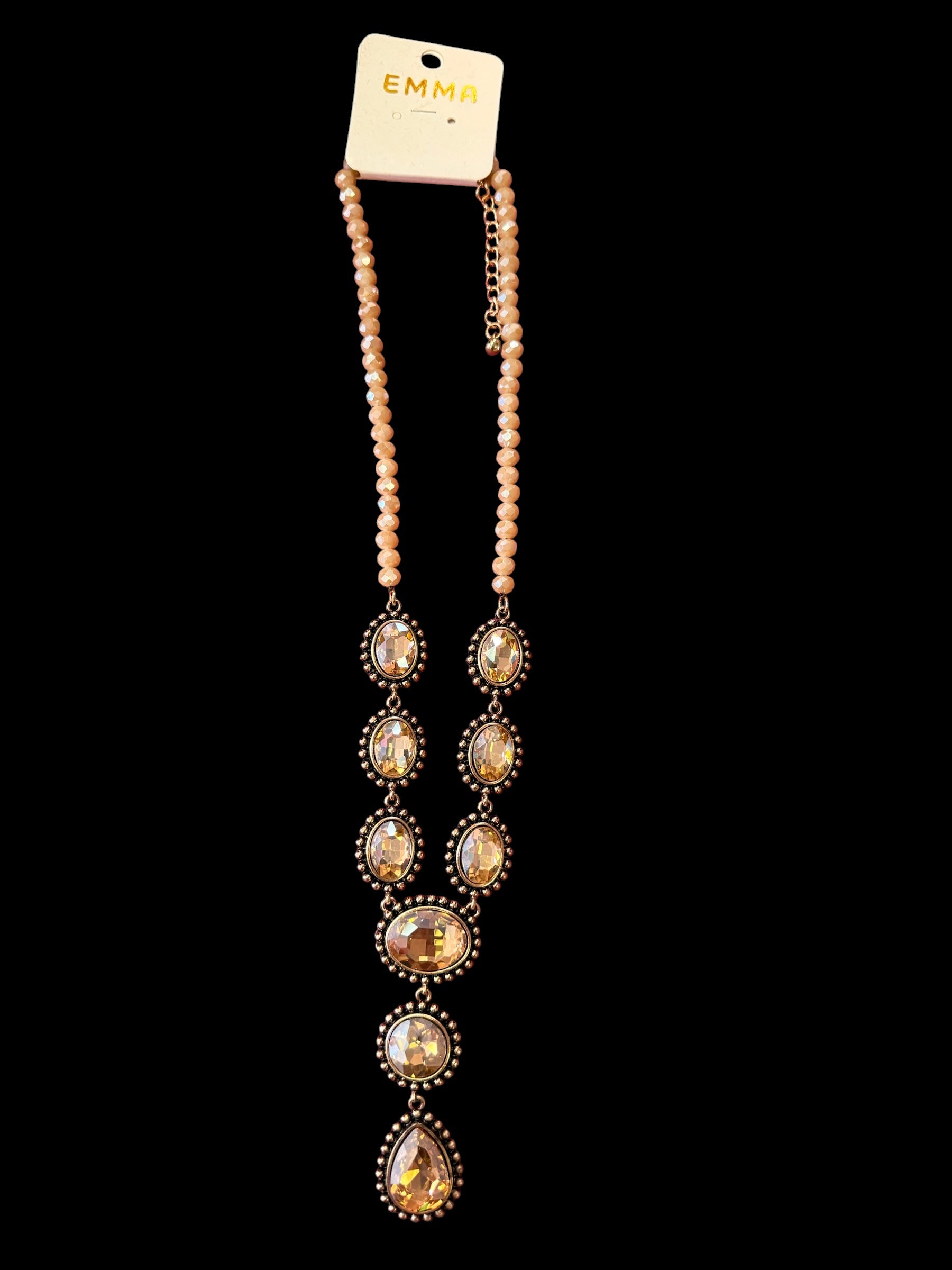 Gold Stone Long Necklace