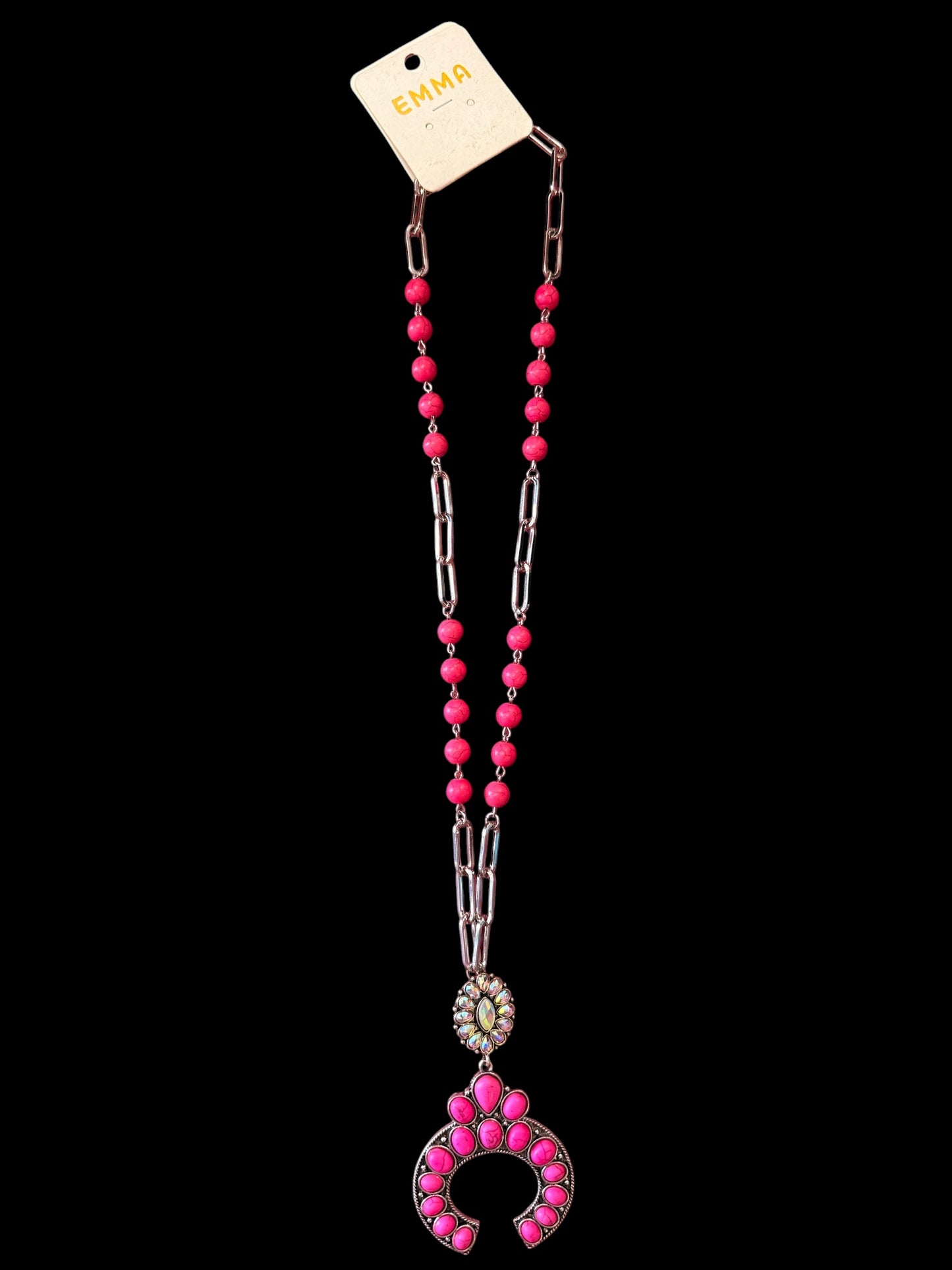 Pink or Red Silver Necklace
