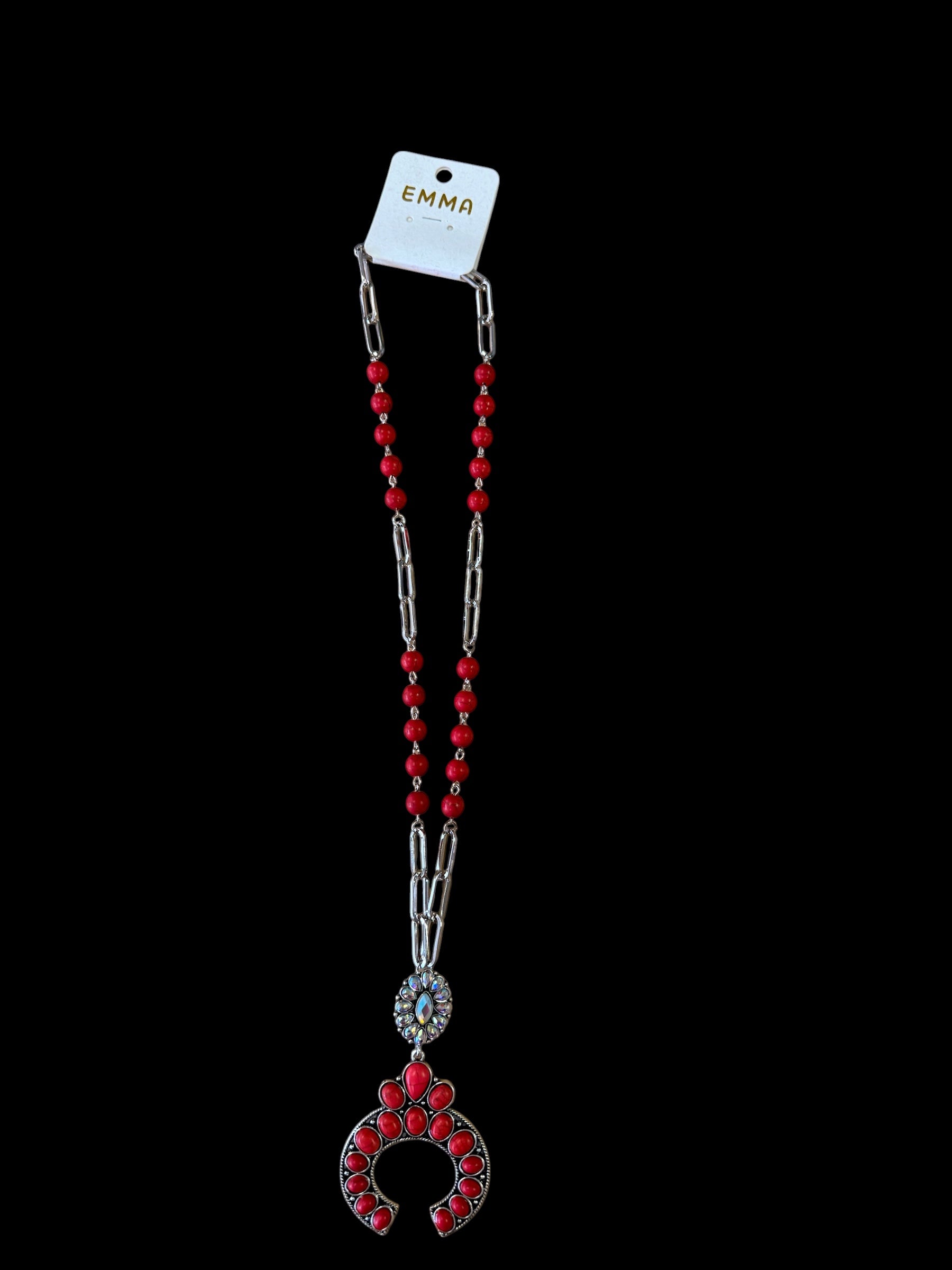 Pink or Red Silver Necklace