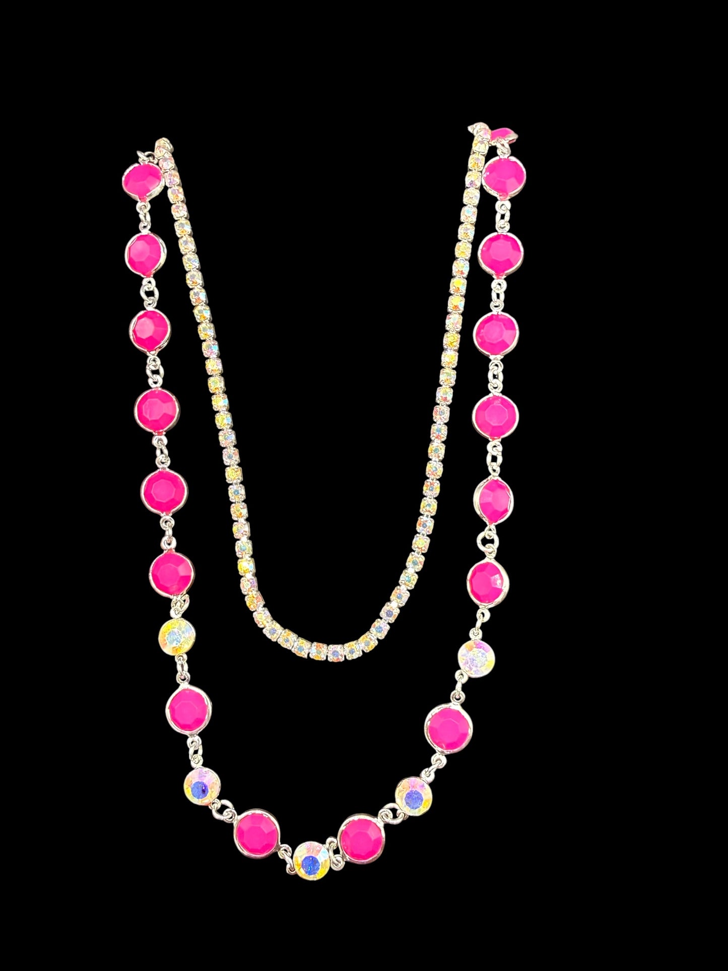 Double Chain Pink Necklace