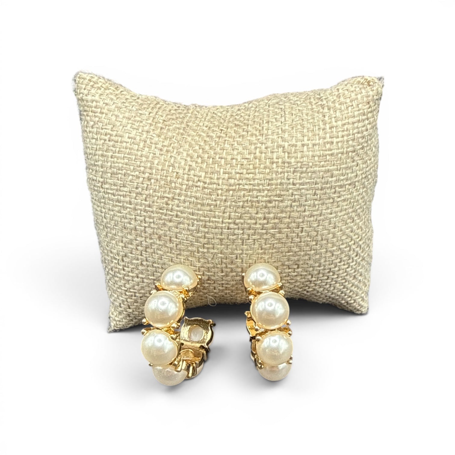 Alice Golden Pearl Half Hoop Earrings