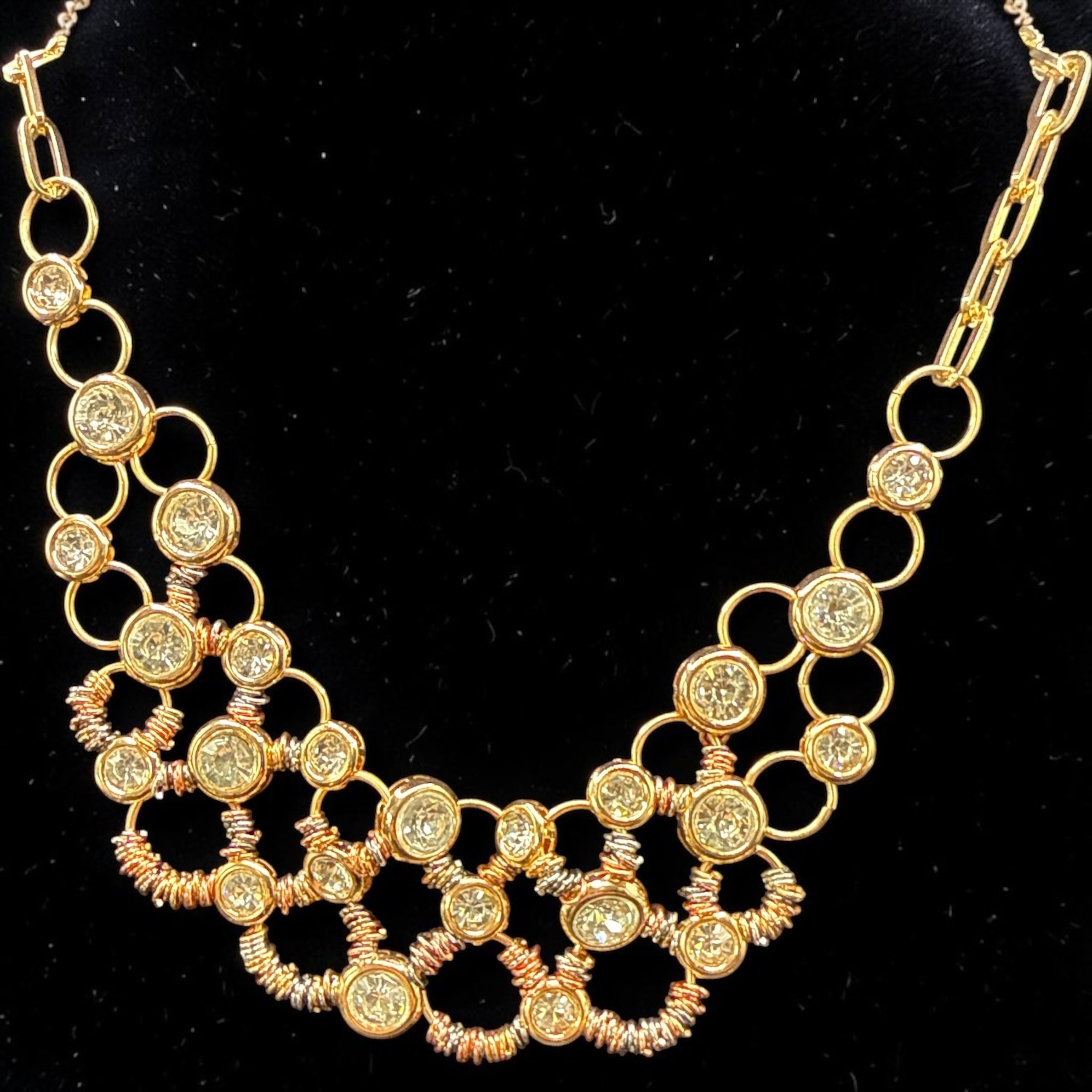 Alice Round crystal Layers Chain Necklace