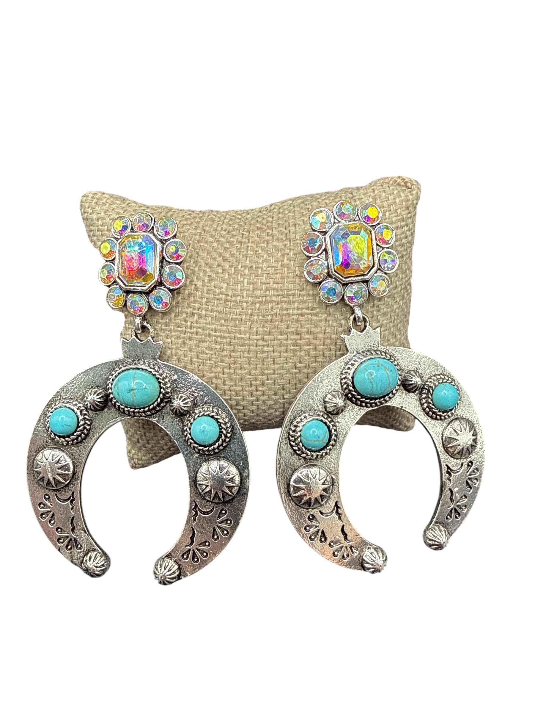 Silver & Turquoise Crescent Earrings