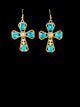 Blue & Crystal Cross Earrings