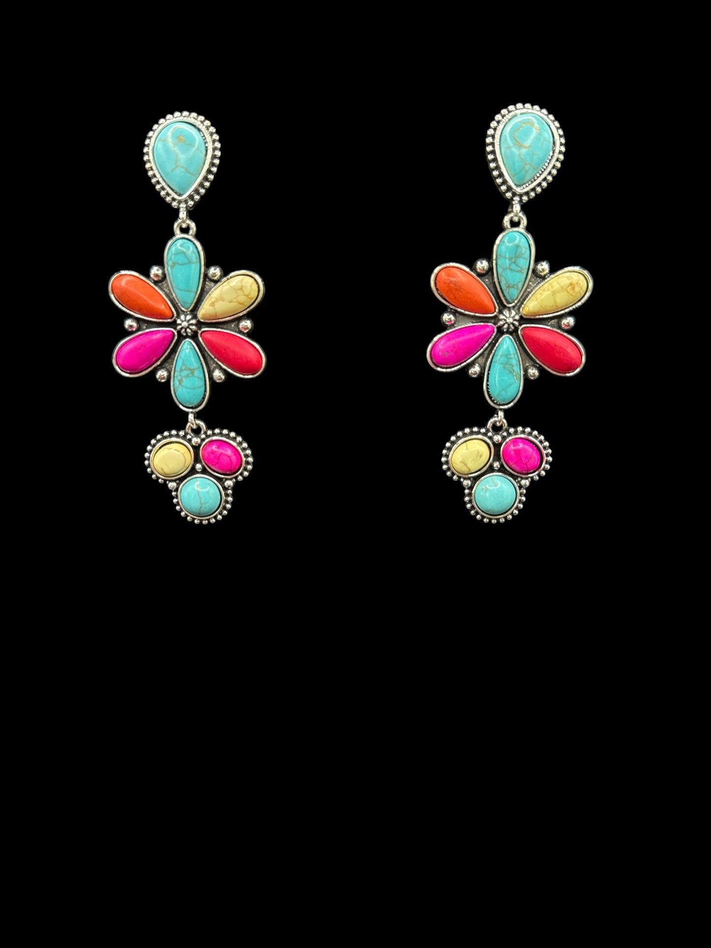 Large Multicolor Stone Earrings