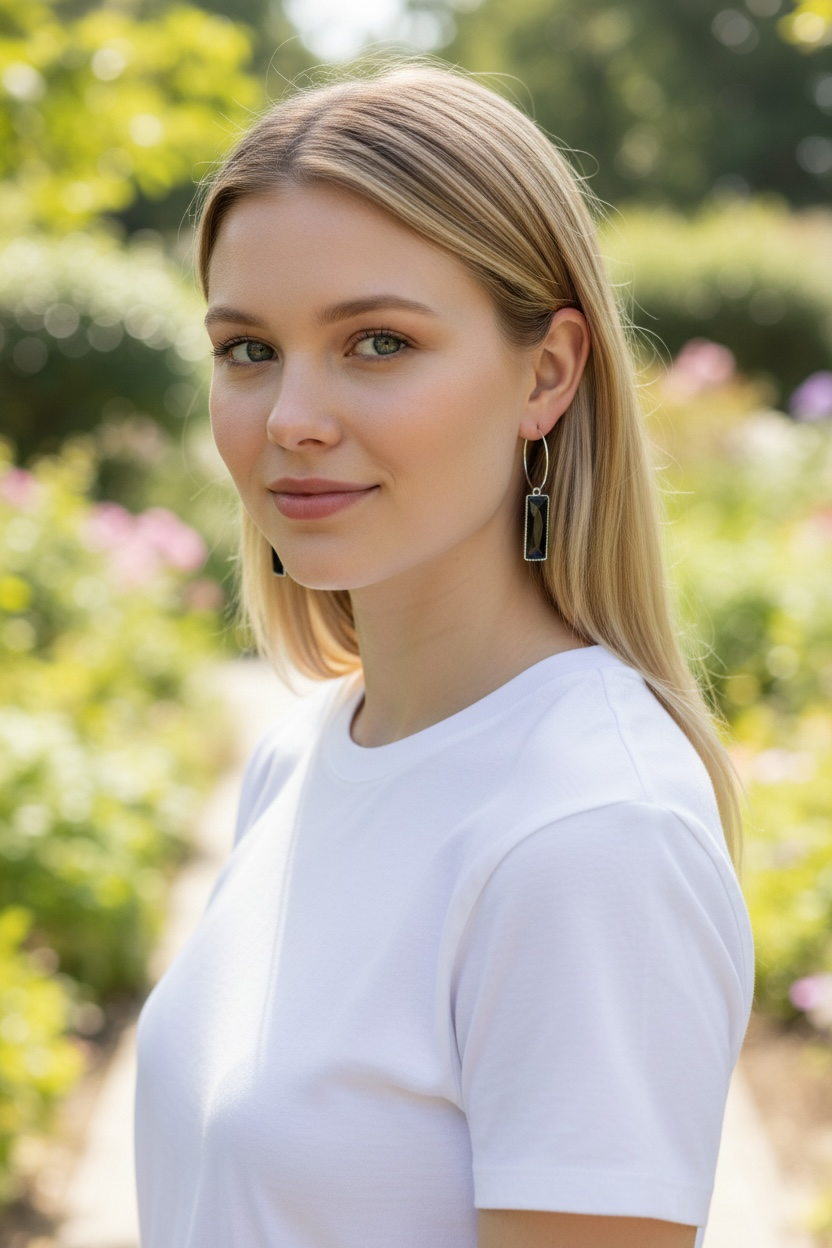 Stone Dangle Hoop Earrings