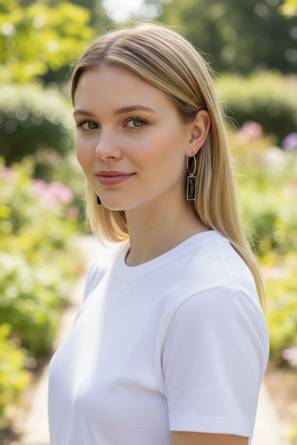 Stone Dangle Hoop Earrings