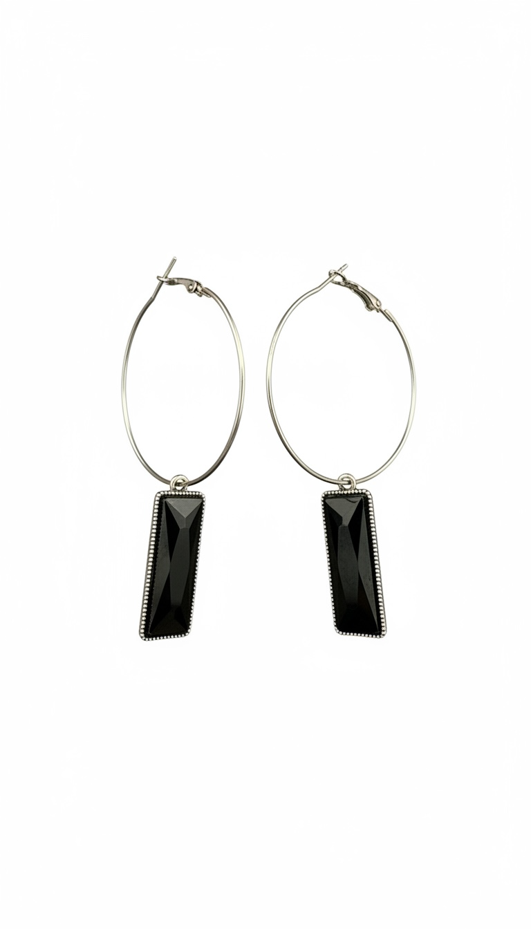 Stone Dangle Hoop Earrings