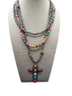 Multi-Layer Cross Necklace & Earring Set