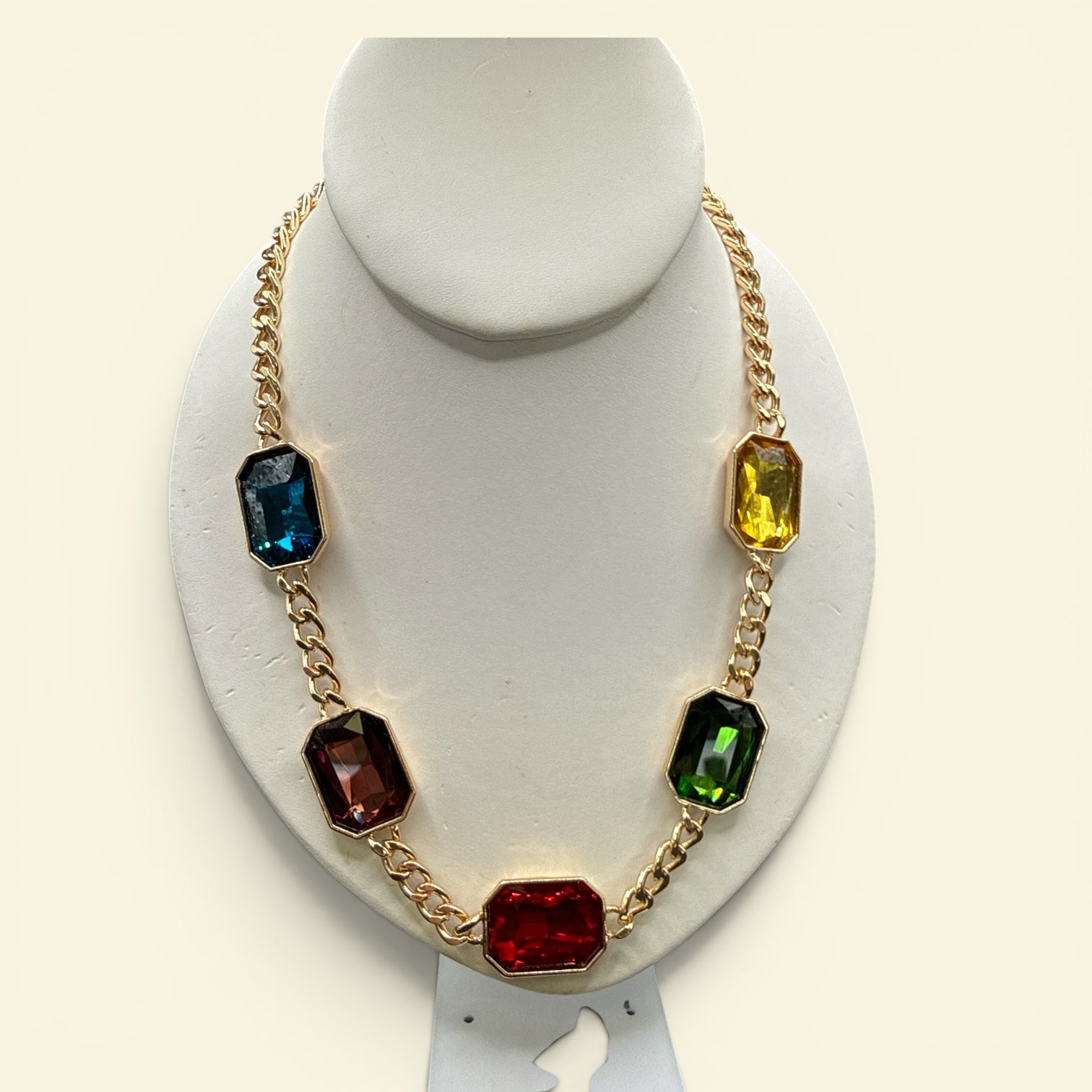 Alice rectangle multi Stone Necklace