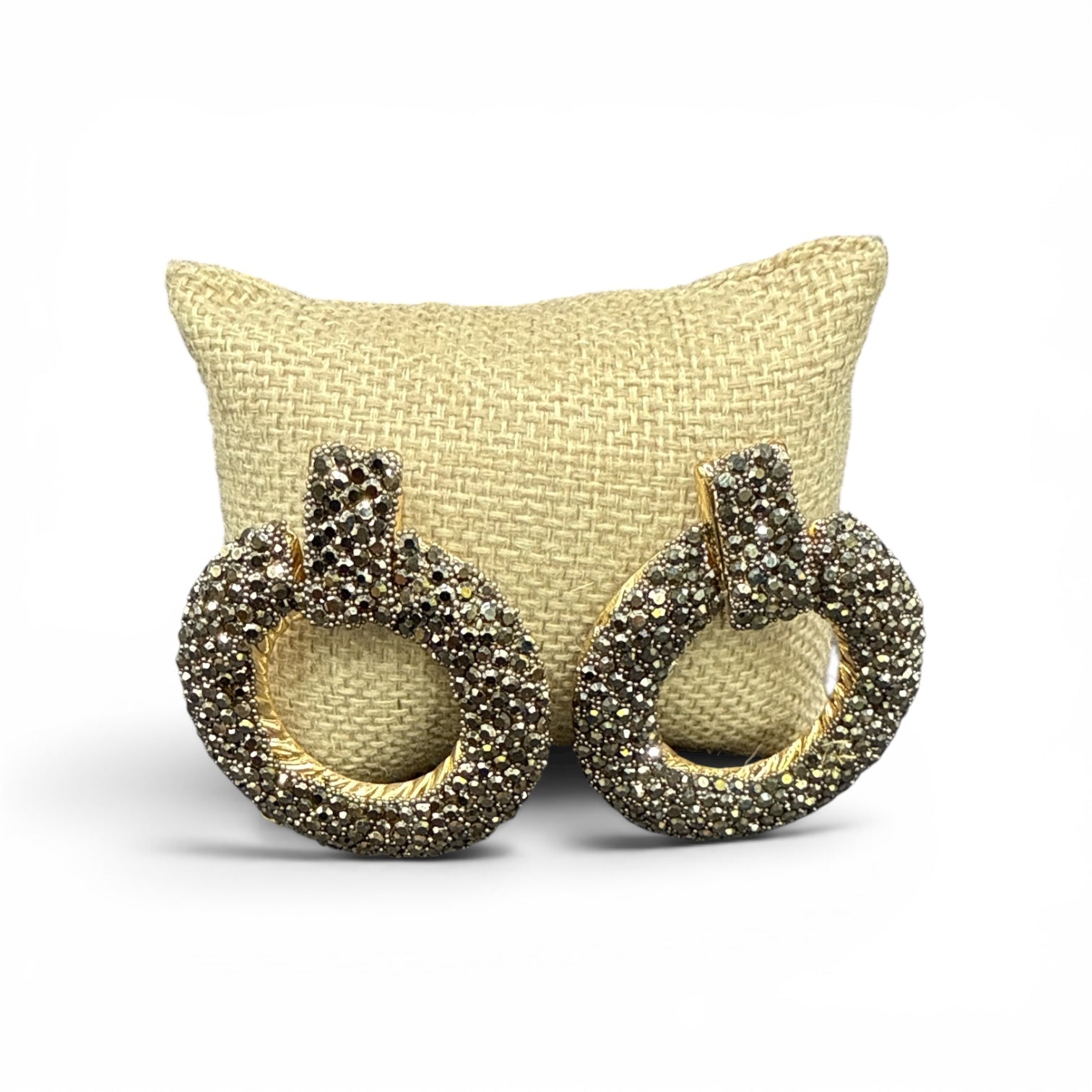 Alice Black Crystal Rope Circle Stud earrings