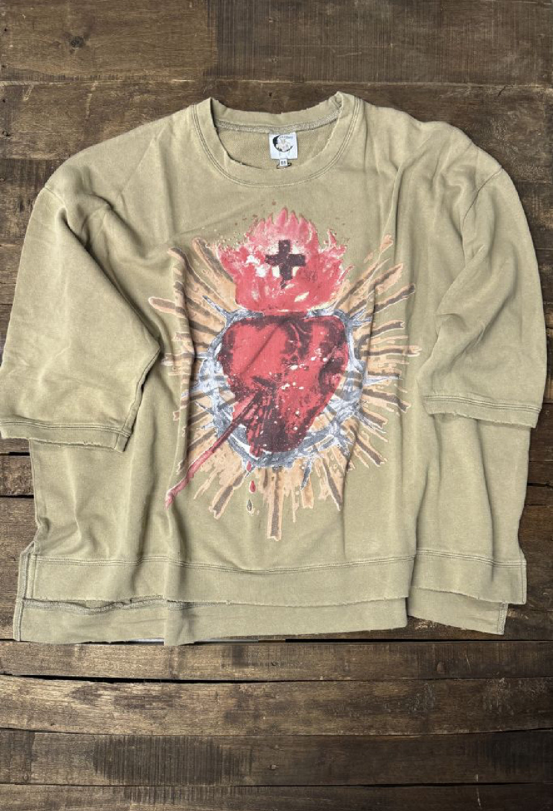 Jaded Gypsy Dance With The Moon Sweatshirt – Olive Sacred Heart | Boho-Luxe Celestial