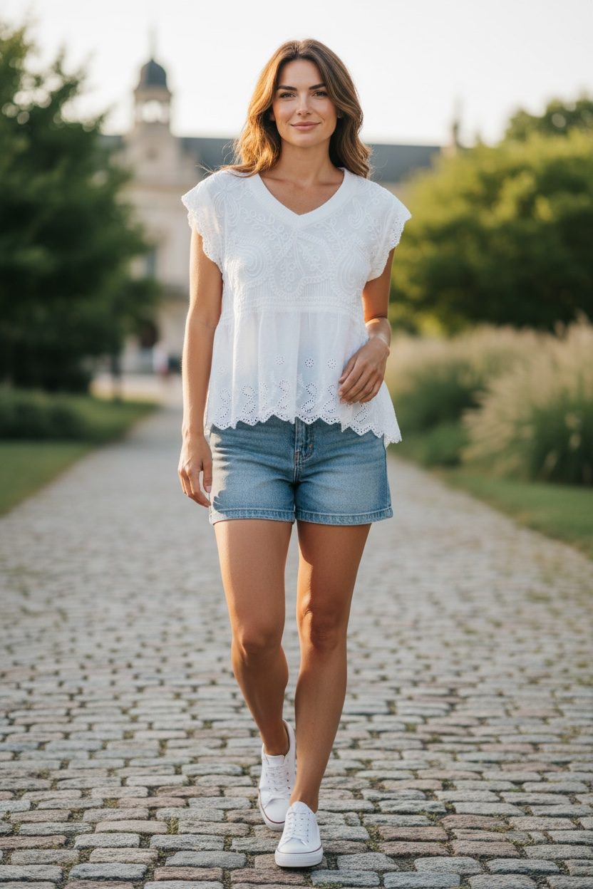 POL Crochet Round Neck Flowy Top | Boho-Luxe Artisan Knit