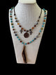 2 cord turq bead and charm necklace