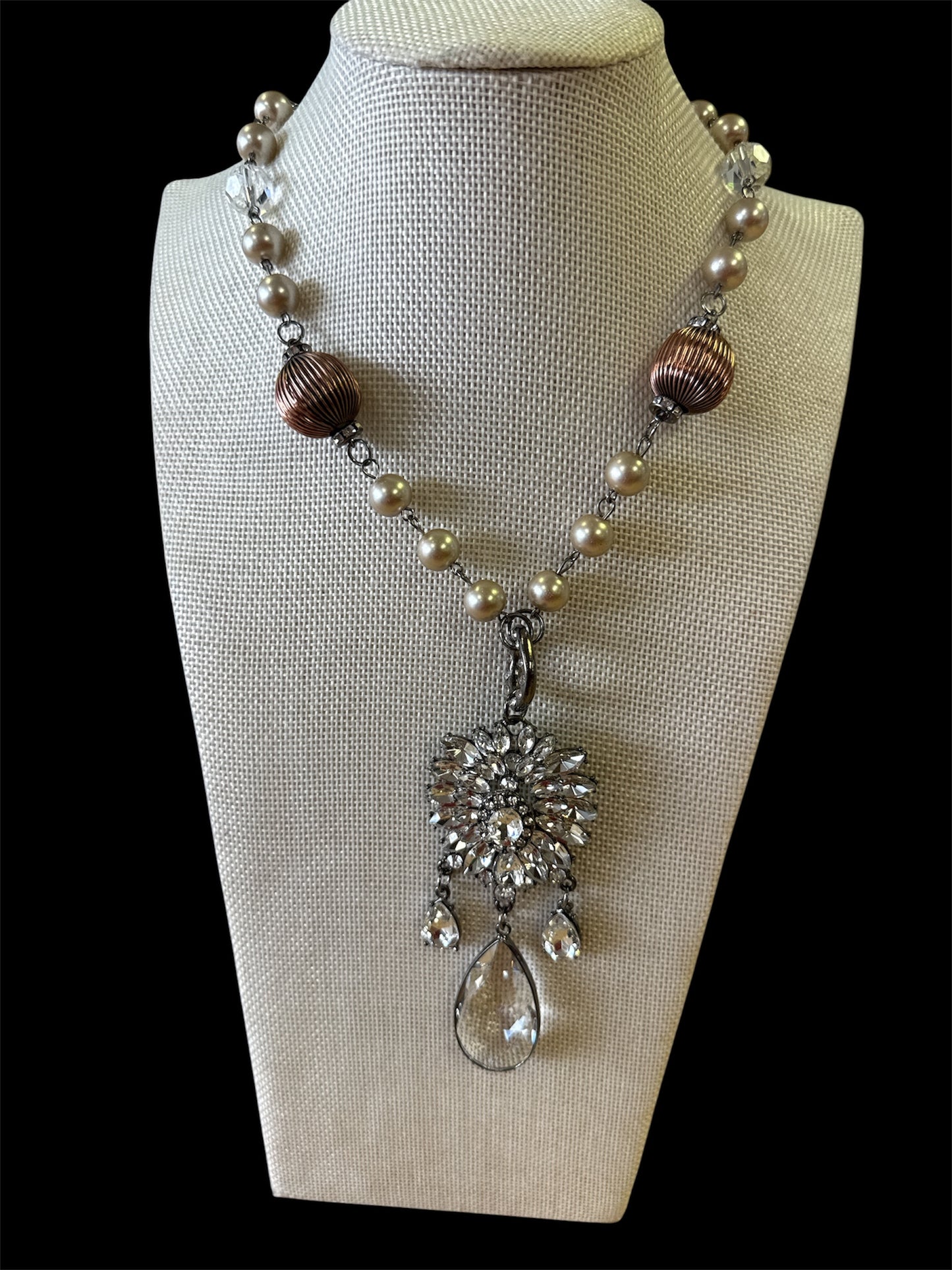L&F champagne pearl crystal necklace