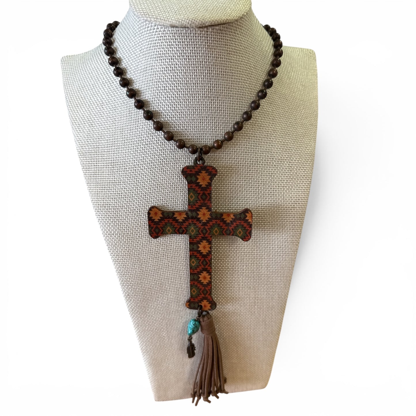 Indian cross with feather charm