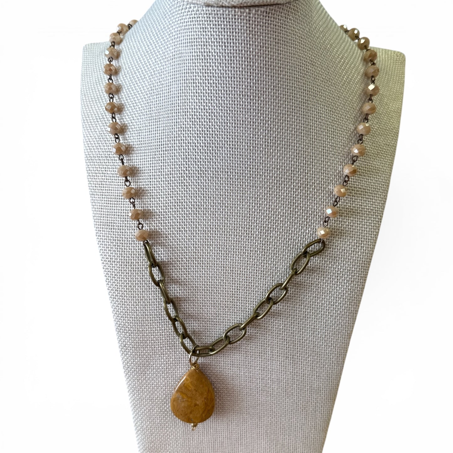 Cream and brown Stone Necklace