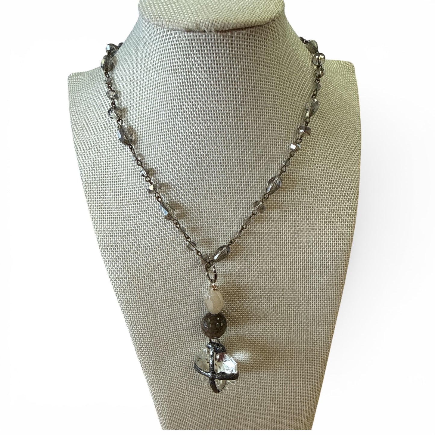 Chain Crystal Charm Necklace
