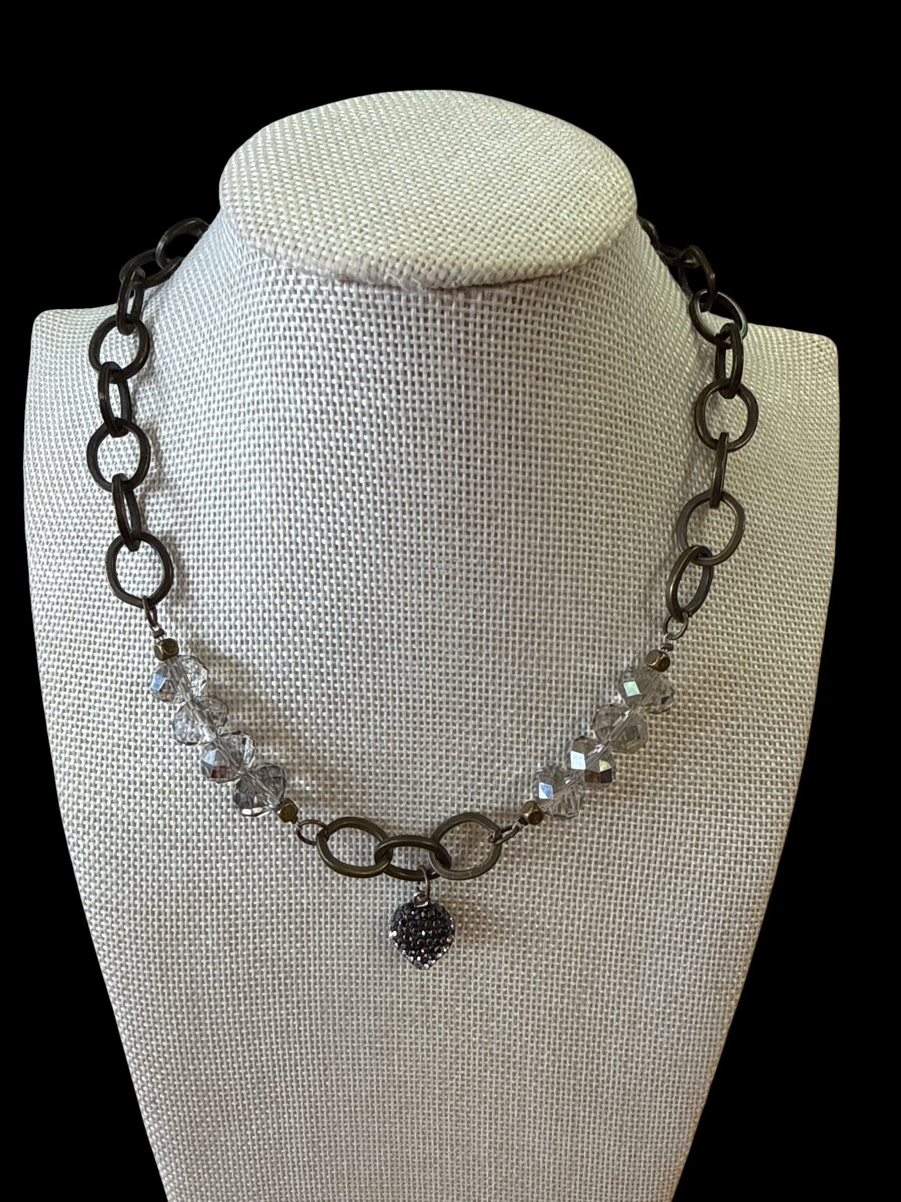 Crystal ball cross neclace