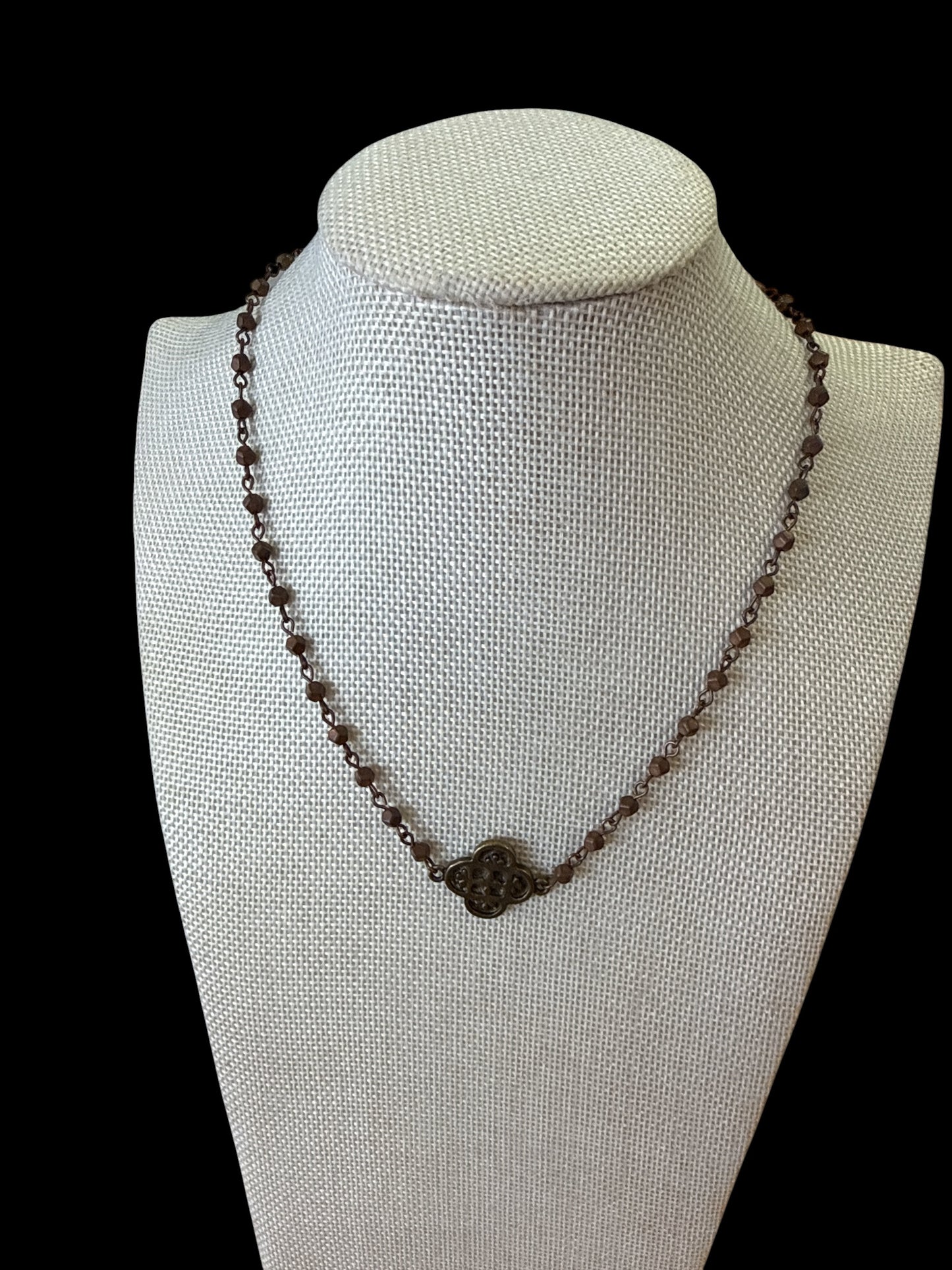 danty Brown short cross necklace