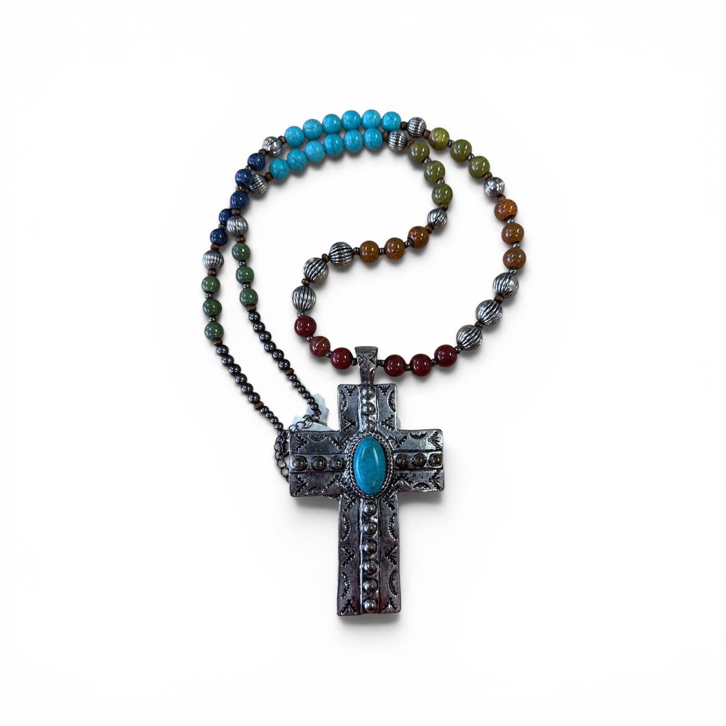 Turq Silver Cross necklace