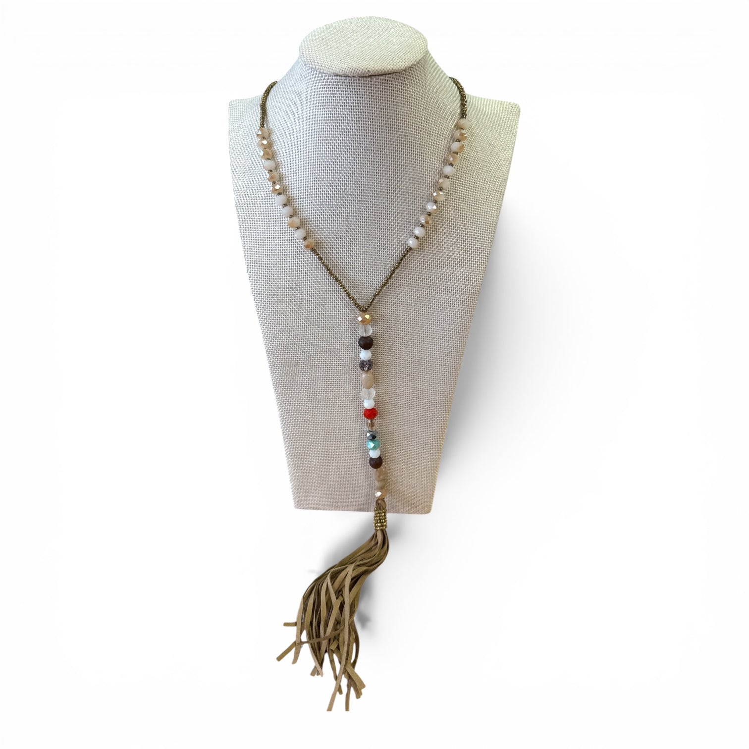 Cream Mutlicolor afringe Necklace