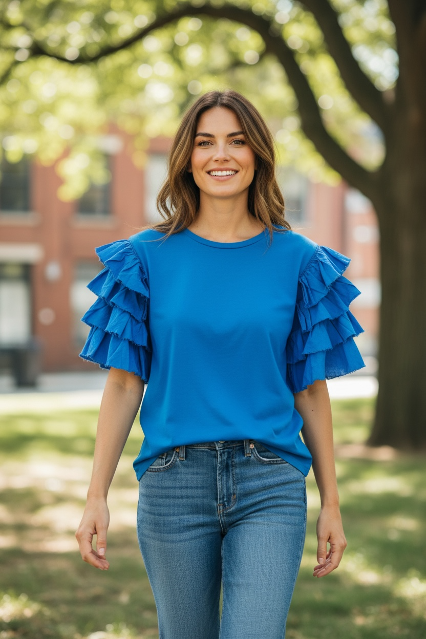 Zenara Ruffle Sleeve Top
