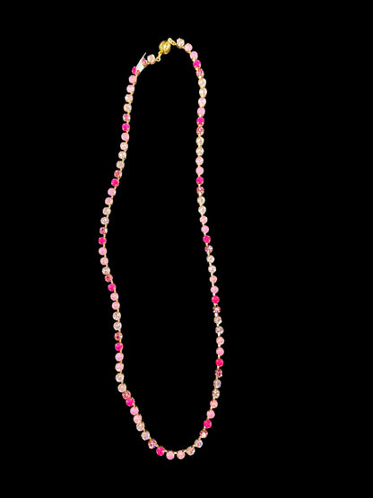 Green or Pink Multi Crystal Necklace