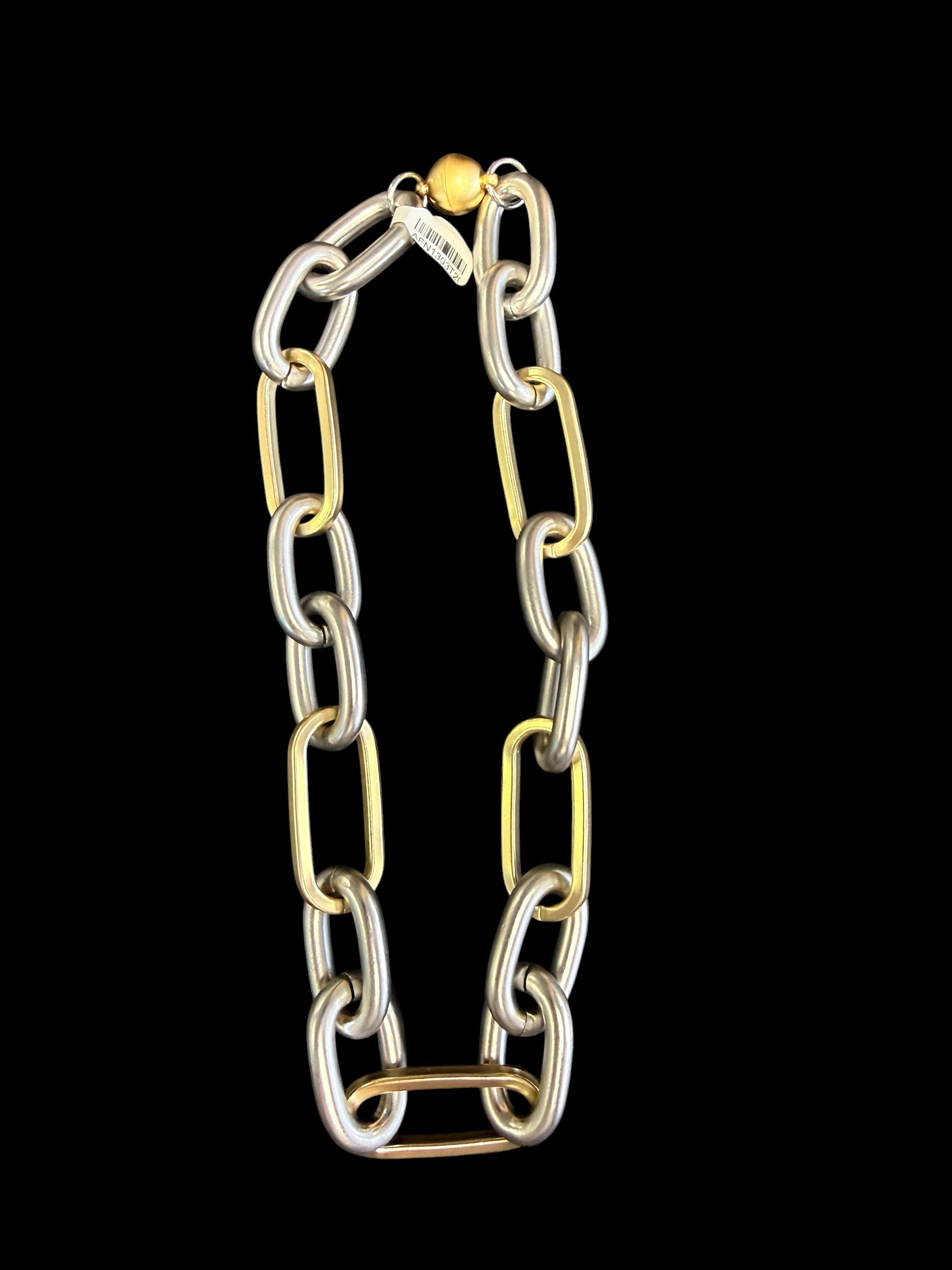 2-Tone Chunky Silver & Gold Necklace