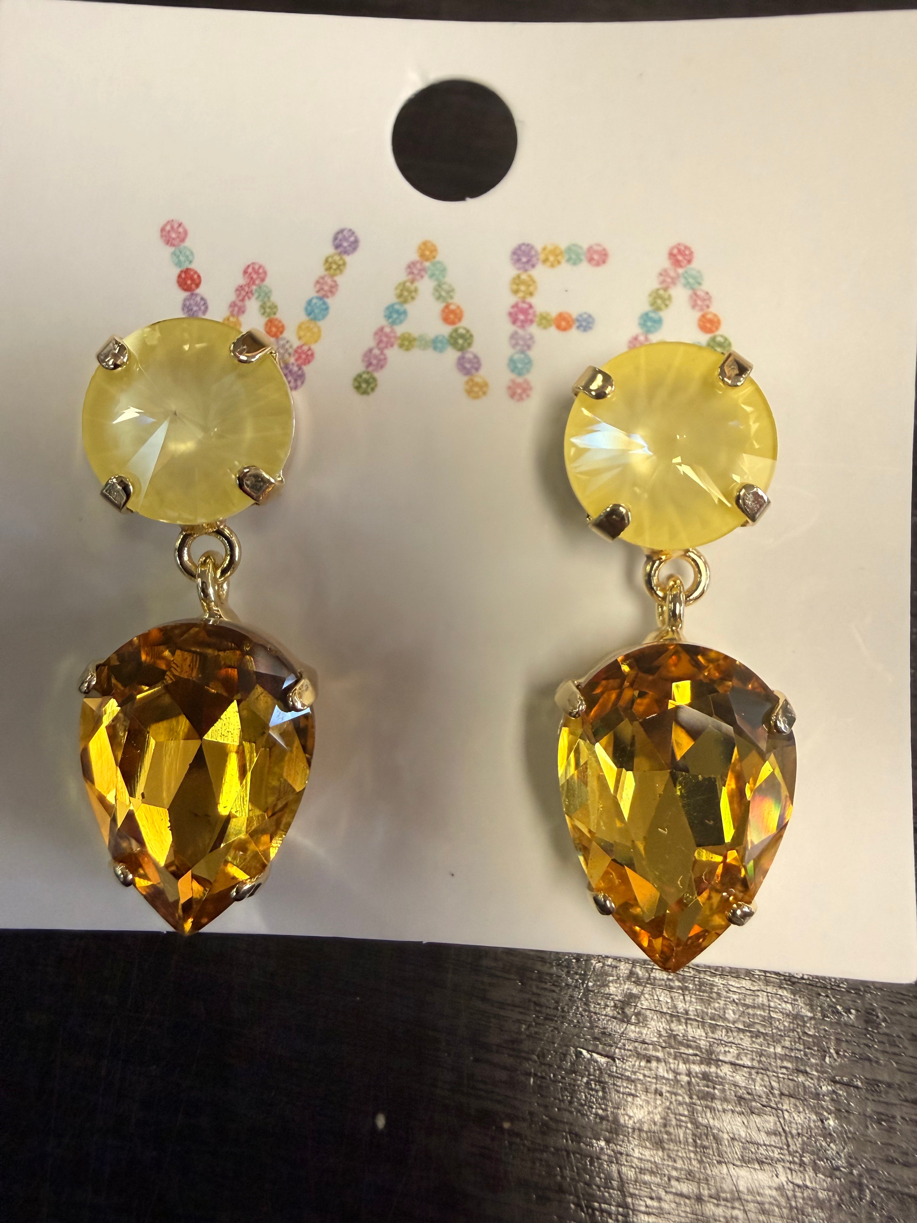 Australian Crystal Round Drop- Pear Shape Earrings