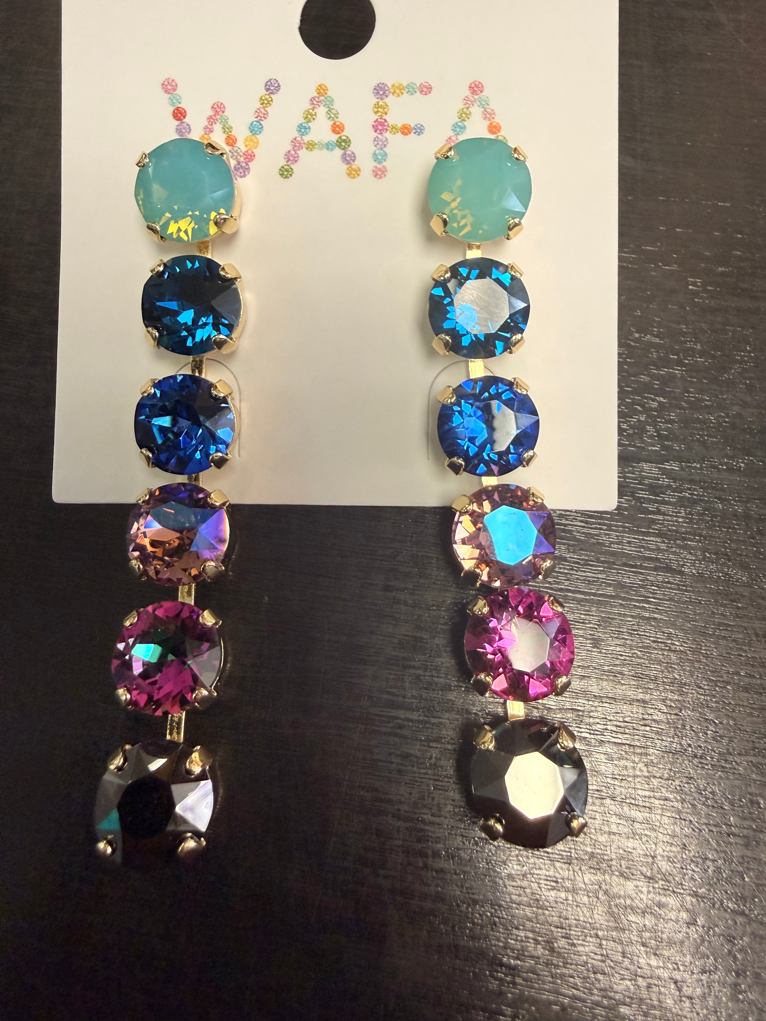 Multi Color Medium Stone Drop Earrings