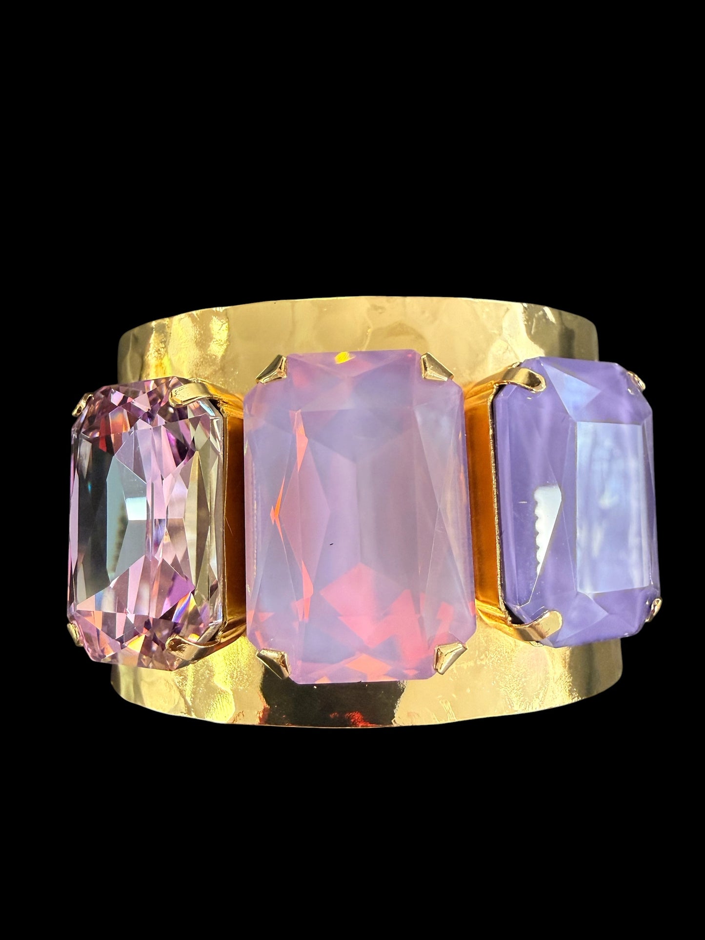 Hammered Australian Crystal Wide Cuff