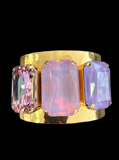 Hammered Australian Crystal Wide Cuff